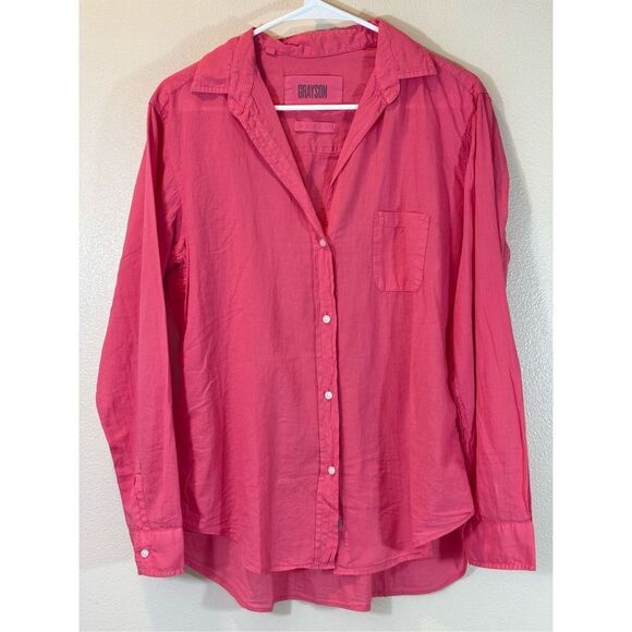 Grayson “The Hero” Pink Long Sleeve Button Up Collared Shirt Women's Medium - Picture 1 of 10